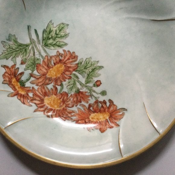 Vintage 1952 LIZE Hand painted cabin charger plate gold rim floral 10 7/8" - Picture 5 of 6